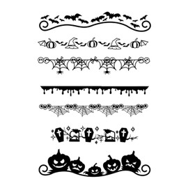 Arbuya Banderas de Halloween con diseño de calabaza, araña, murciélago, sellos transparentes para hacer tarjetas y álbumes de recortes, herramientas de manualidades de papel