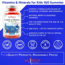 Vitamins & Minerals for Kids and Adults 150 Natural Berry Gummies - Large Pack - Multivitamin - Zinc - Iodine