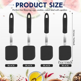 Gejoy 4 Pcs Silicone Cookie Spatula Turner Mini Brownie Spatula Flexible Silicone Spatulas Nonstick Cookware Heat Resistant No Scratch Flipper Baking Utensils for Egg Pancake (Black)