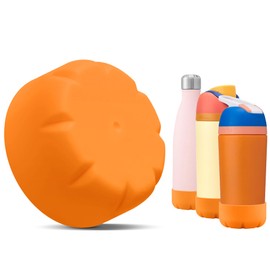 VIKIZUES Silicone Boot Compatible with Owala Kids Water Bottle 14/16 oz & S'well 17oz Water Bottle and More 12/17 oz Stainless Steel Water Bottles, Anti-Slip Bottom Protector Sleeve (Orange)
