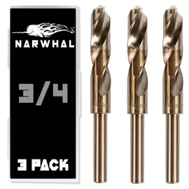 3/4 Cobalt Drill Bits - 3 Pack - 6 Inch Length - M35 Cobalt Drill Bits with Storage Case - Perfect Drill Bits for Metal, Hardened & Stainless Steel, Cast Iron, and More!