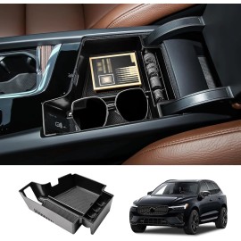 Unbranded For Volvo XC60 XC90 S60 S90 Car Console Armrest Black Storage Box Organizer Tray