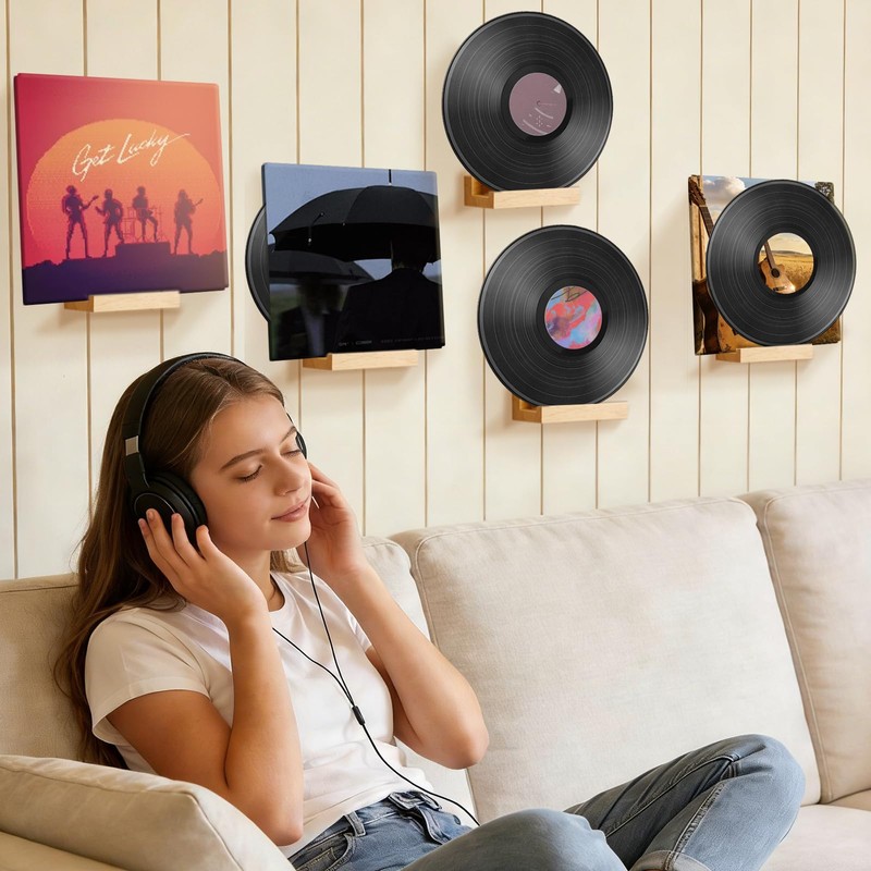 twinklemon 8PCS Vinyl Record Shelf Wall Mount Album Record Holder