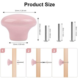 ShipeeKin 6X Colorful Door Knobs Cute Round Ceramic Cabinet Cupboard Drawer Pull Handle 32mm for Kid's/Children Bedroom