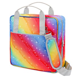 Zipper Binder with Strap, 2 Inch 3 Ring Binders, 500 Sheet Capacity Multi-Pocket Zipper Binder Bag Fit 13" Laptop, Zip Up Binder with Adjustable Padded Band for Girls Student Office