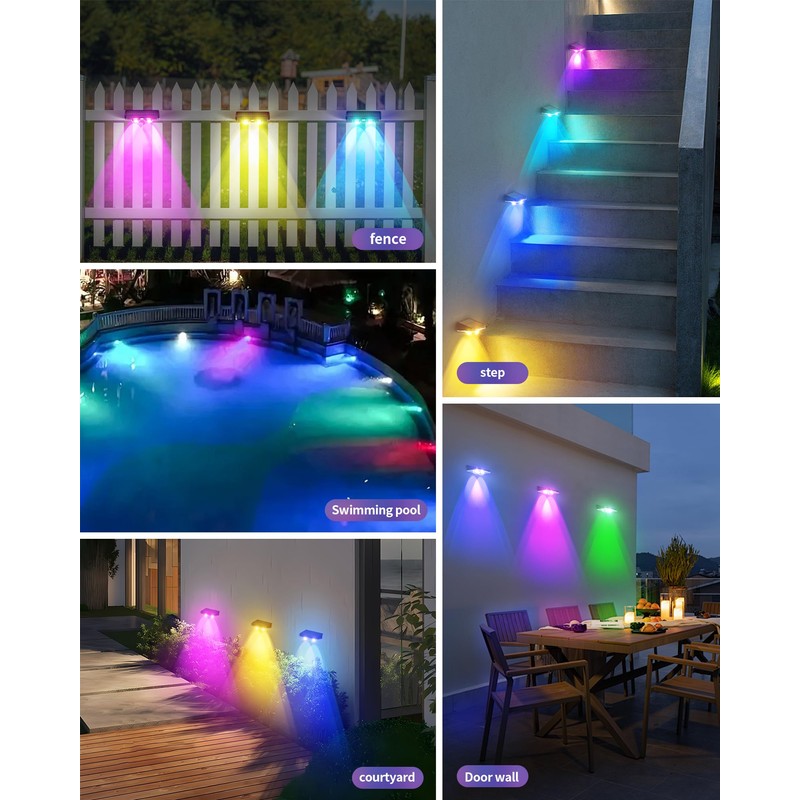 DANCINGBOAR Solar Fence Lights 16 Pack, Outdoor IP65 Waterproof LED,