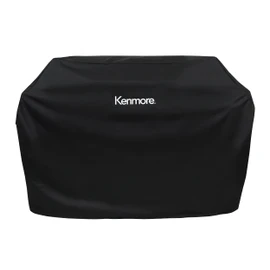 Kenmore 66 Inch Gas Grill Cover for Outdoor Grill, Universal BBQ Grill Cover for 6-Burner Gas Grill, Weatherproof, UV- and Fade-Resistant with Hook & Loop Straps, Black