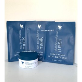 Forever Living Set of Aloe Deep Moisturizing Cream 2.5 oz & 3 pcs Aloe bio-cellulose mask 25g
