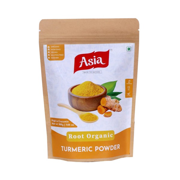 Asia Organic Root Turmeric Powder, (High Curcumin Content) 200 g ~ lab Tested for Purity| which has so Many Benefits Related to Health.