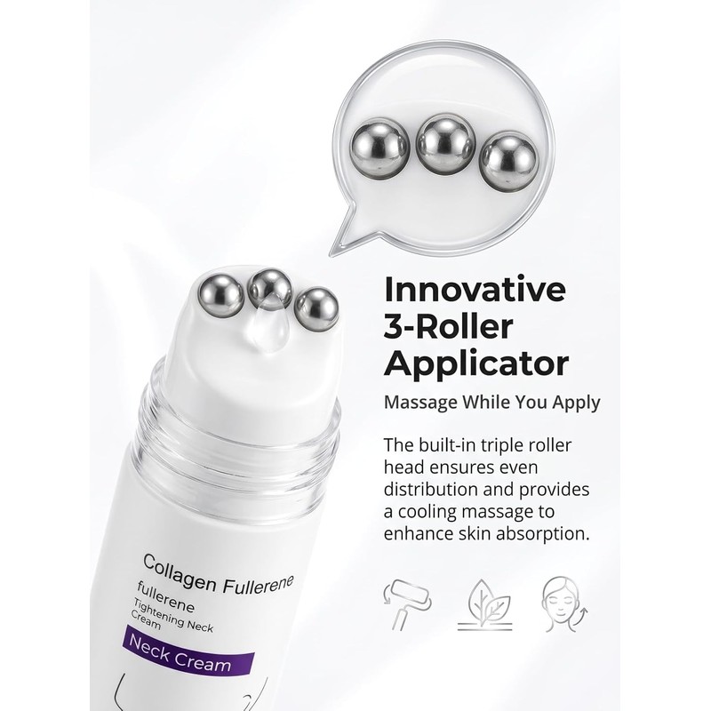 Crema de Cuello con Fullerene y Colágeno, Reafirmante con Rodillo,