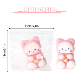 Lyreh Cat Squeeze Toy, TPR Kawaii Sticky Squeeze Fidget Cat Funny Animal Stress Relieving Toy Suitable for Children Teens Adults Party Favor (Pink)