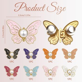 THXFUNAREA 8 Sets Schmetterling Knöpfe Hosen Enger Machen,8 Farben,Hosenbund Enger Machen,Kein Nähen Hosen-Taillenstraffer,Hosen Knopf Spanner Fastener,Abnehmbare Taille Dekorativ für Lose Hosen,Röcke