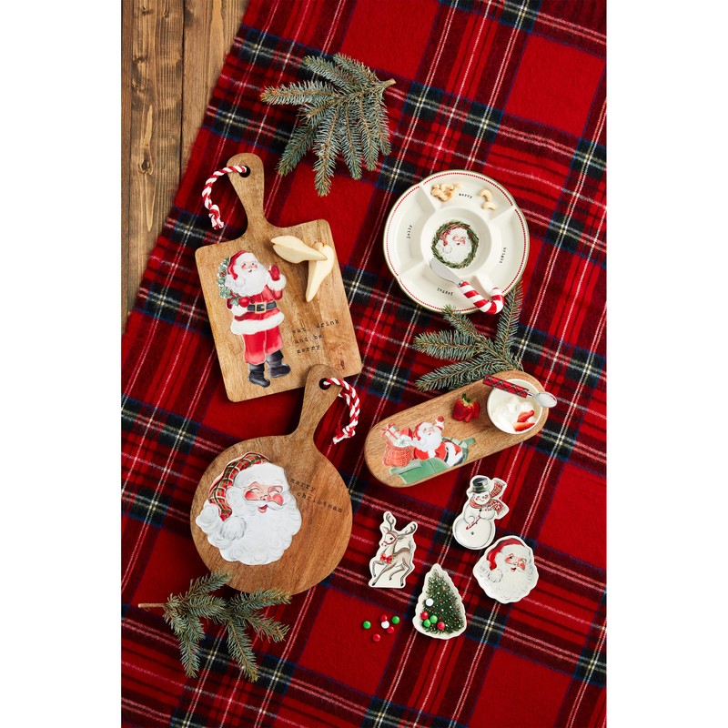 Mud Pie Round Santa Wood Enamel Board; 16 1/2" x