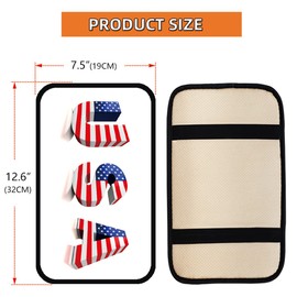 BLAU GRUN American Flag Car Center Console Pad, PU Leather Armrest Storage Box Mat, Vehicle Seat Box Cover Protector, Auto Interior Decor Accessories Universal for SUV Truck (Style F)