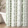Sage Green Boho Shower Curtain,Modern White Light Green Neutral Farmhouse