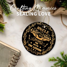 Uncle Christmas Ornament Best Uncle Gifts Uncle Gift from Niece Nephew, Uncle Ceramic Hanging Ornament for Xmas Tree Decoration Birthday Party Decor