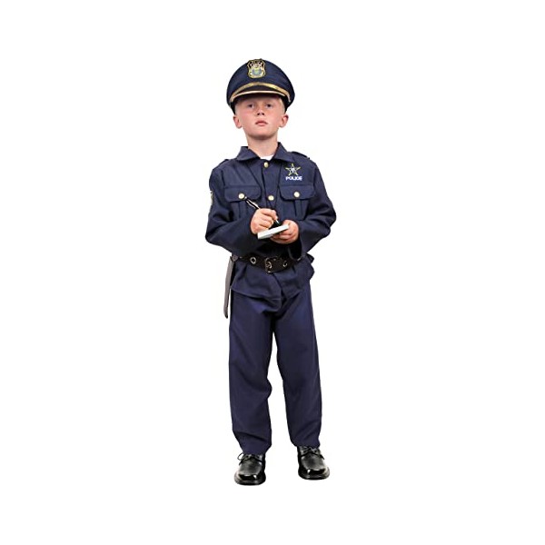Kangaroo Police Officer Costume for Kids - 6 Pcs deluxe Role Play Police Costume and Police Toys – Kids Police Costume for Boys and Girls Includes Officers Hat, Shirt, Pants, Belt, Holster & Whistle