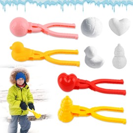 Pack of 4 Snowball Clip, badaren Snowball Shaper, Plastic Snowball Clip, Winter Outdoor Activities, for Snowball Fights for Children and Random Colours