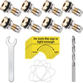 19 Pieces Fuel Gas Can Vent Caps 8 Pieces Fuel Gas Tank Vent Caps Replacement Plug with Drill, Wire, Wrench and Warning Stickers(Silver)