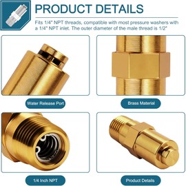 7101359 Thermal Relief Valve, Replacement for Simpson Cleaning 7101359, Compatible with Gas Powered Pressure Washer Pumps, 1/4 Inch NPT