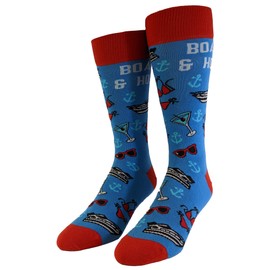 Boats And Hoes Socks Divertidos Cita de la Película Martini Gafas de sol Gráfico Humor Calzado, Azul / Patchwork, Talla única