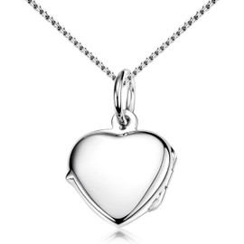 MATERIA by Matthias Wagner Heart Locket Silver 925 for Opening Pictures with Chain, Sterling Silver