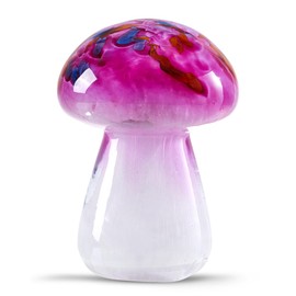 Hand Blown Glass Pink Mushrooms Paperweight for Birthday Gift,Home Decor Collectible,Garden Office Decor Lovers.