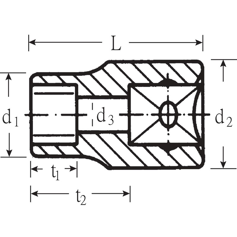 Stabilay Hex Robe Socket 45TX-E6, Insertion Angle: 0.37 x Total