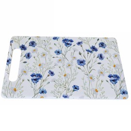 Bcumuq Watercolor Flowers Cutting Board Blue Poppy White Daisy Spring Blossom Grip Handle Chopping Boards Cutting Board for Kitchen Plastic 16" x 10" x 0.24"