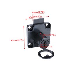 UtySty 3 Pack Office Desk Drawer Lock with Folding Keys 7/8" Cabinet Door Wardrobe Locks Mail Box Furniture Latch Cylinder Cam Security Replacement Hardware Fitting Accessories Black