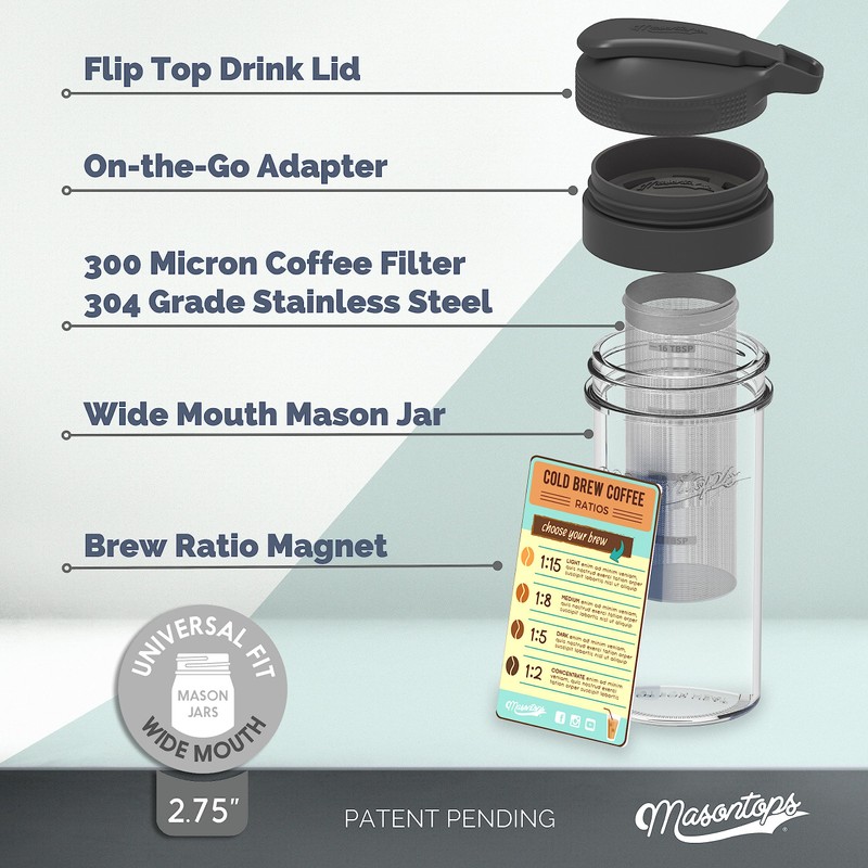 Masontops Cold Brew Makers Kit - Deluxe Iced Coffee Maker