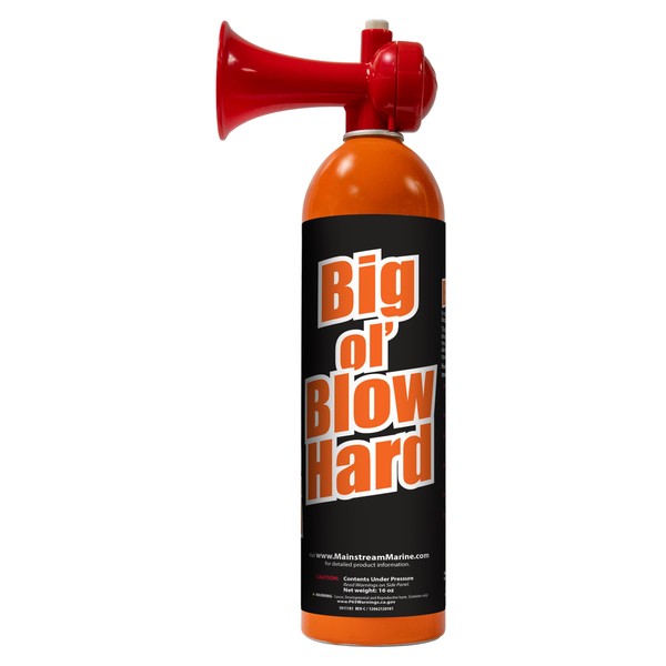 Mainstream Marine Big Ol’ Blowhard Marine-Grade Air Horn, Portable Loud Air Horns for Safety, Emergency Boat Blow Horn Can 16oz, High-Capacity, Can Be Heard 1 Mile Away, Boating Accessories
