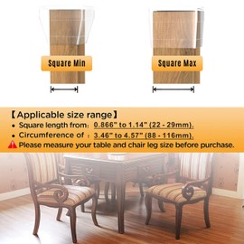 16 Pcs Non Slip Square Chair Leg Protector - Non Skid Furniture Grippers, Anti-Slip Silicone Furniture Feet Caps, (Clear, Square(0.866-1.14"))