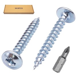 SKIR'CO (300 pcs) Zinc Plated Steel 4.0 x 35 mm Silver Wood Screws, Metal Screws, Wafer Head, Pozidriv, Self Tapping