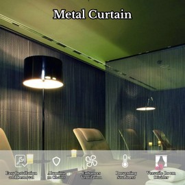 Metal Curtains Chain Curtain 90 * 214 for 5cm Aluminum Metal Chain Strip Curtain, Easy to Install Chain Curtains, Anti for Kitchens Indoor Outdoor Decoration Bathroom Shower Shower Curtain Rings