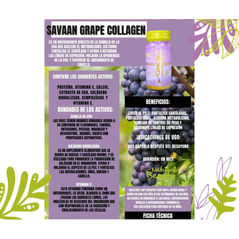 Colágeno Hidrolizado | Semilla De Uva | Para 1 Mes