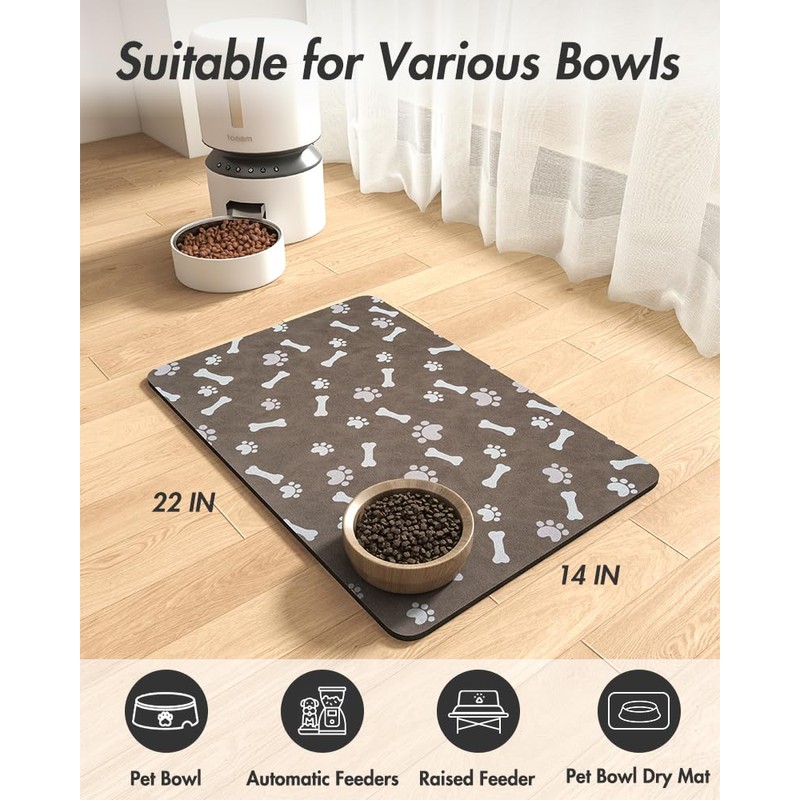 Pet Feeding Mat-Absorbent Dog Food Mat-Dog Mat for Food and