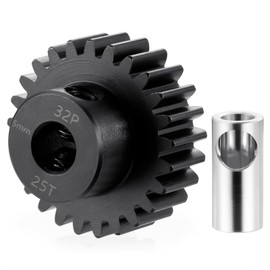 BRKRC Steel 32P 5mm Pinion Gear 25T 26T 28T 29T 30T 31T 32T 33T 34T 35T 36T 37T 38T Motor Gears for 1/10 1/8 RC Car Parts (25T)