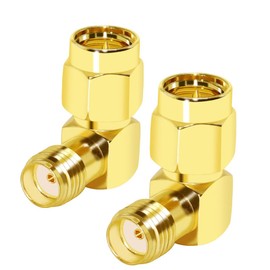CNARIO SMA Coax Adapter 90 Degree Coaxial Connector SMA Male to Female Right Angle Connector Gold Plated Cable Adapter for WiFi/Antenna/Two-Way Radio/FPV Drone 2PCS
