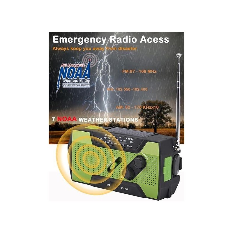 SurvivorX WB02 Solar & Hand Crank Emergency Radio with LED