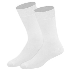 SOXCO Mens Cotton Crew Length Socks 12 Pairs, White (12P), 39 - 42