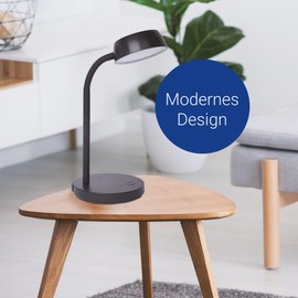 Maul Maulabby LED Desk Lamp, Small Desk Lamp with Stand, Modern Table Lamp for Desk, Office, Flexible LED Lamp with 3000 K Warm White LED Light, Black