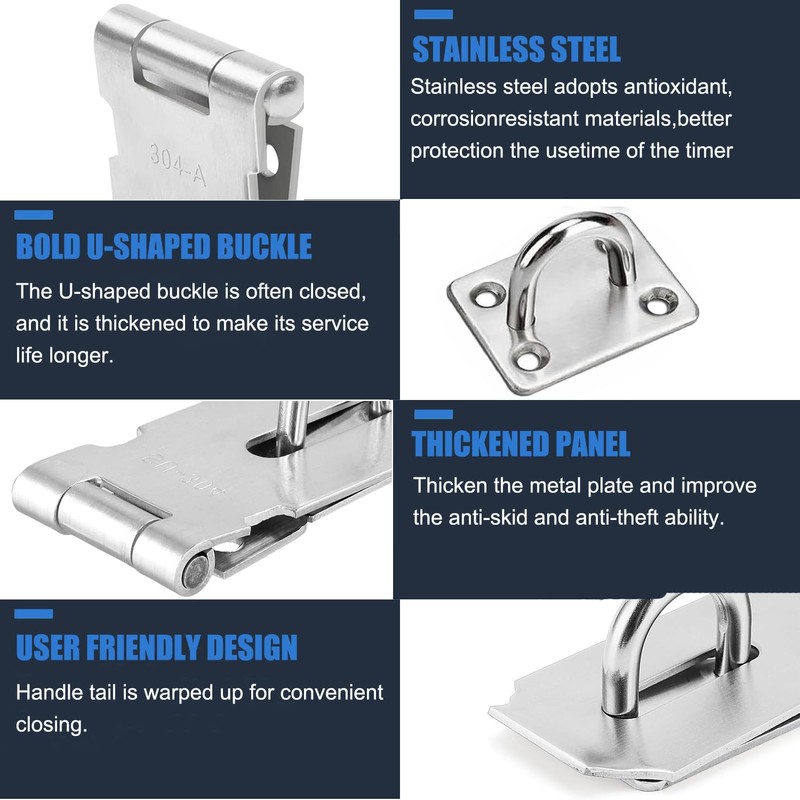 Litensh 4 Inch Stainless Steel Door Locks Hasp Latch with