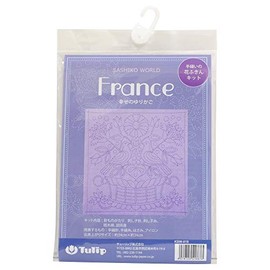 TULIP Hand-sewn Flower Dish Towel Kit SASHIKO WORLD Purple France Cradle of Happiness KSW-019
