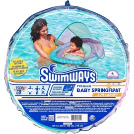 SwimWays Baby Spring Float Baby Pool Float with Canopy  UPF Protection Easy Carry NEW