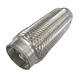 Heavy Duty Double Braided Stainless Steel Exhaust Flex Pipe with 3" ID / 10" Braided Length / 10" Overal Length, 3x10x10