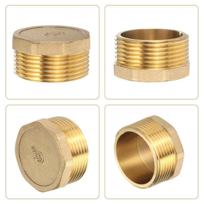 sourcing map Brass Outer Hex Thread Fittings, G1-1/4 Male Brass
