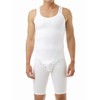 Underworks USA Mens Compression Bodysuit Shaper - Girdle for Gynecomastia Belly Fat and Thighs - No Rear Zipper 957 Large White