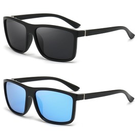 Vanolu Rectangular Sports Polarized Sunglasses for Mens and Womens,Black Retro Sun Glasses Driving Fishing UV400 Protection