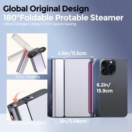 ELORTI 1200W Travel Steamer for Clothes Portable Mini, Dual Voltage, Small Foldable Clothes Steamer and Iron, Compact Garment steamer,15s Fast Heat-Up, Pluggable Cable, Worldwide Travel (110-220V)